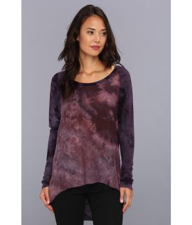 Michael Stars Crystal Wash L/S High Low Womens Long Sleeve Pullover (Purple)