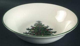 Cuthbertson Christmas Tree (Narrow Green Band,Cream) 9 Round Vegetable Bowl, Fi