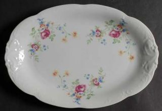 Wawel Wav6 13 Oval Serving Platter, Fine China Dinnerware   Multicolor Florals,