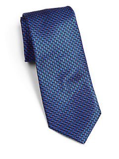  Collection Neat Zigzag Silk Tie   Blue