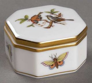 Herend Rothschild Bird (Ro) Octagonal Box with Lid 2, Fine China Dinnerware   B