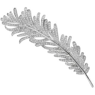CZ by Kenneth Jay Lane Cubic Zirconia Vintage Feather, Womens