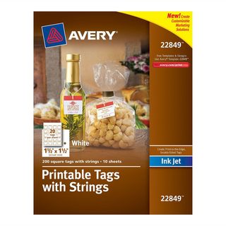 Avery Printable 1.5x1.5 inch White Tags With Strings (200 Pack) (WhiteModel AVE22849Dimensions 11.25 inches high x 8.75 inches wide x 0.5 inches deepPack of 200 )