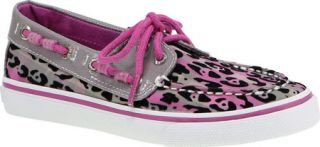 Girls Sperry Top Sider Bahama   Stone/Pink Plaid/Leopard Flocked Textile Casual