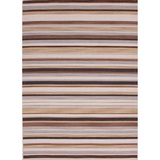 Handmade Rectangular Flat weave Stripe pattern Multicolor Rug (9 X 12)