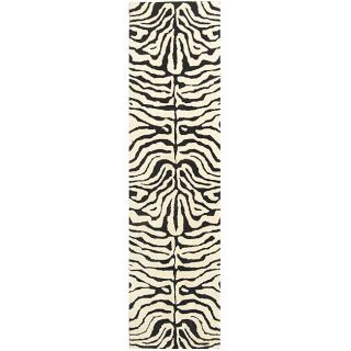 Handmade Soho Zebra Ivory/ Black N. Z. Wool Runner (26 X 14) (BlackPattern AnimalMeasures 0.625 inch thickTip We recommend the use of a non skid pad to keep the rug in place on smooth surfaces.All rug sizes are approximate. Due to the difference of moni