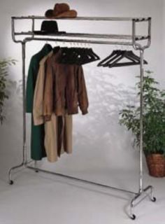 CSL Foodservice & Hospitality 60 in Portable Valet w/ Double Hat Rack, 18 Perma Hangers, Chrome