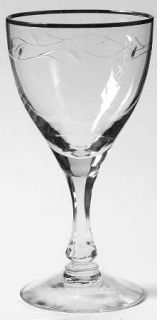 Fostoria Love Song Wine Glass   Stem #6099, Cut #655,Platinum Trim