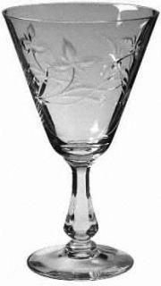 Susquehanna Sus4 Water Goblet   Cut Clover, 6 Sided Stem