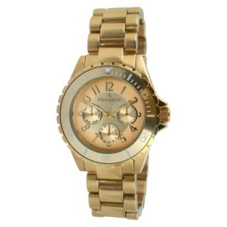 Peugeot Womens Round Multi Function Watch   Gold