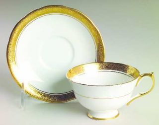 John Aynsley Argosy Footed Cup & Saucer Set, Fine China Dinnerware   Gold Encrus