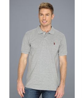 U.S. Polo Assn Solid Polo with Small Pony Mens Short Sleeve Knit (Gray)