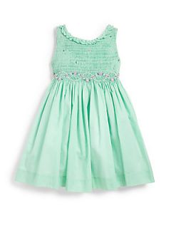 Luli and Me Toddlers & Little Girls Organdy Smocked Dress   Aqua