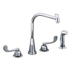 Kohler K 7779 k cp Polished Chrome Triton Kitchen Sink Faucet With Multi swivel Swing Spout And Sidespray, Requires Handles