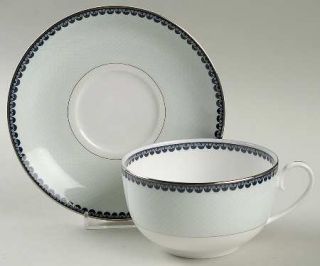 Thomas OBrien Marielle Celadon Flat Cup & Saucer Set, Fine China Dinnerware   C
