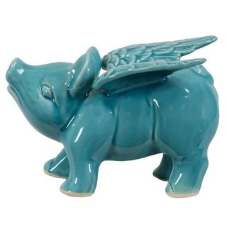 Urban Trends Collection 6 inch Ceramic Turquoise Flying Pig (CeramicDimensions 9 inches wide x 5.5 inches deep x 6 inches highModel UTC78073UPC 877101780731For Decorative Purposes Only)