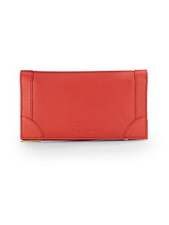 Framed Continental Leather Clutch   Poppy