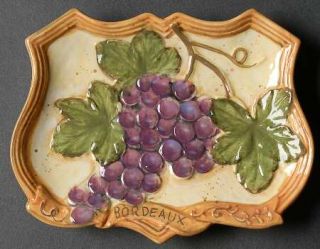Grand Vin Canape Plate, Fine China Dinnerware   Landscape, Words, Grapes, Emboss