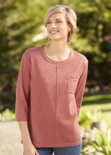 Relaxed Knit fleece Crewneck, Berry, X Small