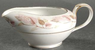 Noritake Rosanne Creamer, Fine China Dinnerware   Pink & Brown Leaves On Rim