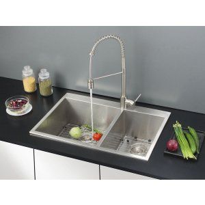 Ruvati RVC2407 Combo Stainless Steel Kitchen Sink and Stainless Steel Set
