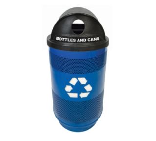 Witt Industries 55 Gallon Perforated Recycling Container w/ Logo & 2 Hole Hood Top, Blue