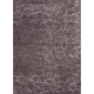 Hand tufted Transitional Tone on tone Gray/ Black Rug (8 X 11)