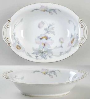 Kongo Monmouth 10 Oval Vegetable Bowl, Fine China Dinnerware   Pink & Purple Fl