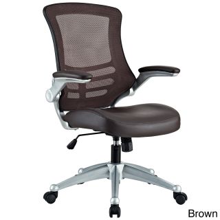 Modway Attainment Black Mesh Back And Leatherette Seat Office Chair (Black, brown, burgundyAdjustable height 4 inches Wheels YesArms YesArmrest height 27 31 inches highOverall dimensions 39.5 43.5 inches high x 26.5 inches wide x 28.5 inches longSeat