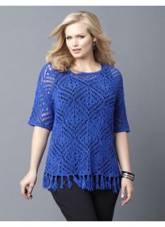 Catherines Plus Size AnyWear Crochet Fringe Sweater   Womens Size 3X, Surf The