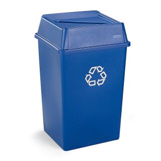 Rubbermaid Square Recycling Container   35 Gallon Capacity   Blue