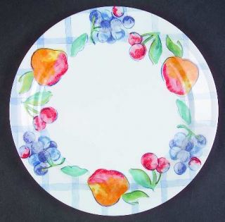 Corning Fruit Too Luncheon Plate, Fine China Dinnerware   Blue Lattice Rim,Vario