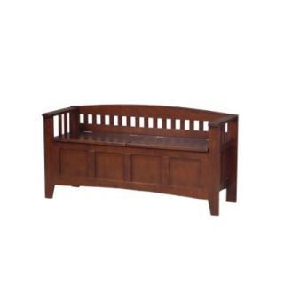 Bench Linon Storage Bench with Short Back   Brown (Walnut) Finish
