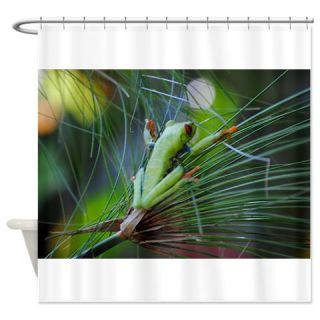  Green and Red Frog on a Leaf 3 Shower Curtain  Use code FREECART at Checkout