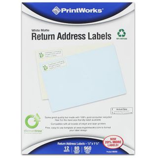 Printworks White Matte Return Address Labels (case Of 960)