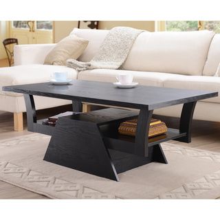 Furniture Of America Contemporary Black Teeter totter Coffee Table (MDF, veneersFinish BlackOverall dimensions 23.62 inches high x 44 inches wide x 17.13 inches deepAssembly required)