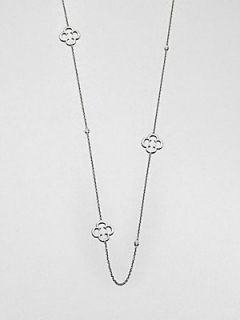 Jude Frances White Sapphire & Sterling Silver Clover Station Necklace   Silver