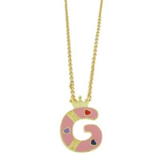 Lily Nily 18k Gold Overlay Enamel Initial Pendant G   Pink