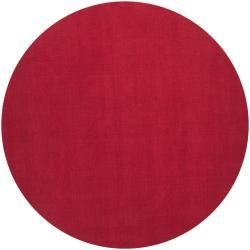 Hand crafted Red Solid Casual Vaga Wool Rug (8 Round)