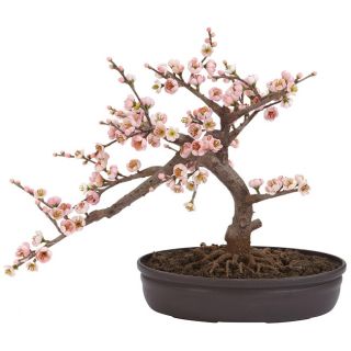 Silk 15 inch Potted Cherry Blossom Bonsai Plant