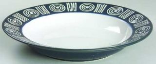 Pottery Barn Bongo (Blue) Rim Soup Bowl, Fine China Dinnerware   Bongo,White Azt