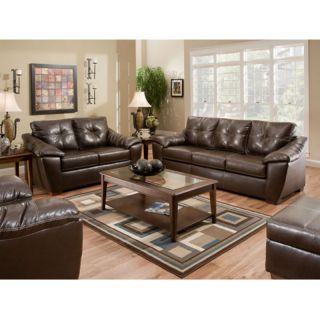 American Furniture Thomas Leather Sofa Set   Mahogany Brown   AMEC120