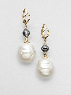 Majorica 16MM White Baroque Pearl Drop Earrings  