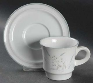 Noritake Woodstock Flat Cup & Saucer Set, Fine China Dinnerware   Primastone, Gr