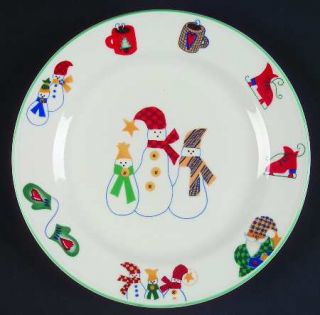 RO Gregg Welcome Winter Salad Plate, Fine China Dinnerware   Snowmen,Skates,Mugs