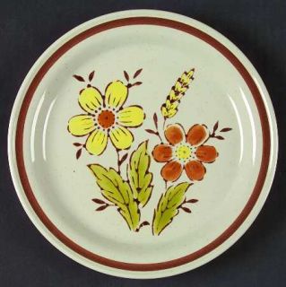 Japan China Wheat Flower Salad Plate, Fine China Dinnerware   Brown Band,Floral&