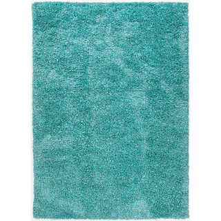 Hand woven Shags Abstract Pattern Blue Rug (76 X 96)