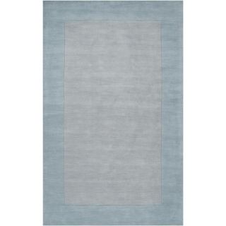 Hand crafted Light Blue Tone on tone Bordered Wool Rug (8 X 11)