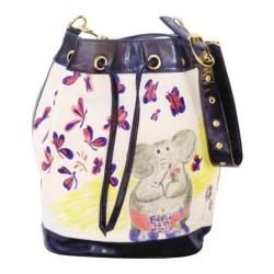 Womens Blackat Elephant and Embroidered Butterflies Drawstring Purple