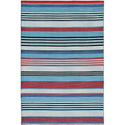 Flat woven Blue Wool Rug (4 X 6)
